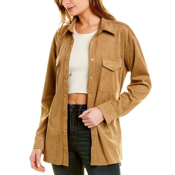 GOOD AMERICAN Jackets & Blazers - Good American Womens Belted Shacket, Brown